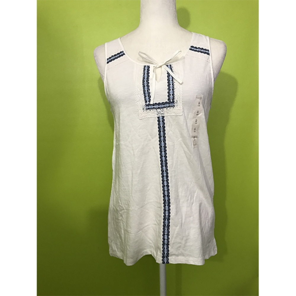Sonoma Sleeveless Blue Laced Lined Accent Top S